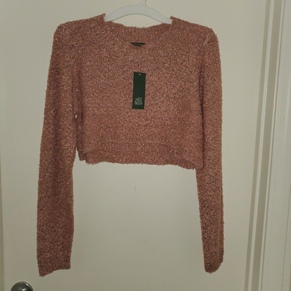 Pink long sleep crop top wild fable